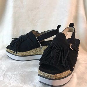 Byblos Blu Wedge Platform Fringe Sandal 39